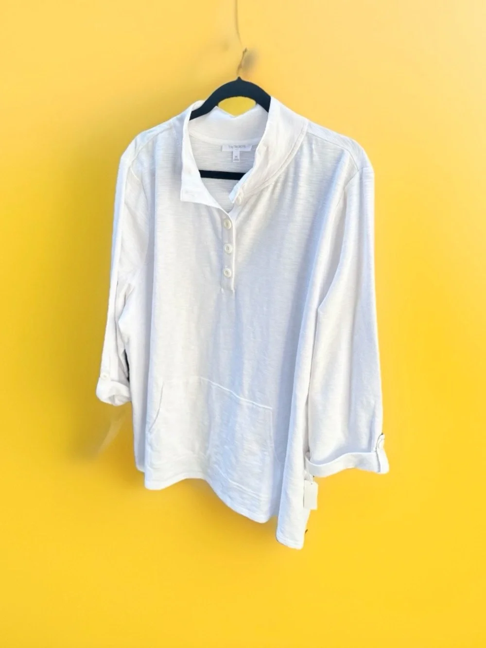 Talbots White Henley Shirt with Button Placket - Picture 3 of 7